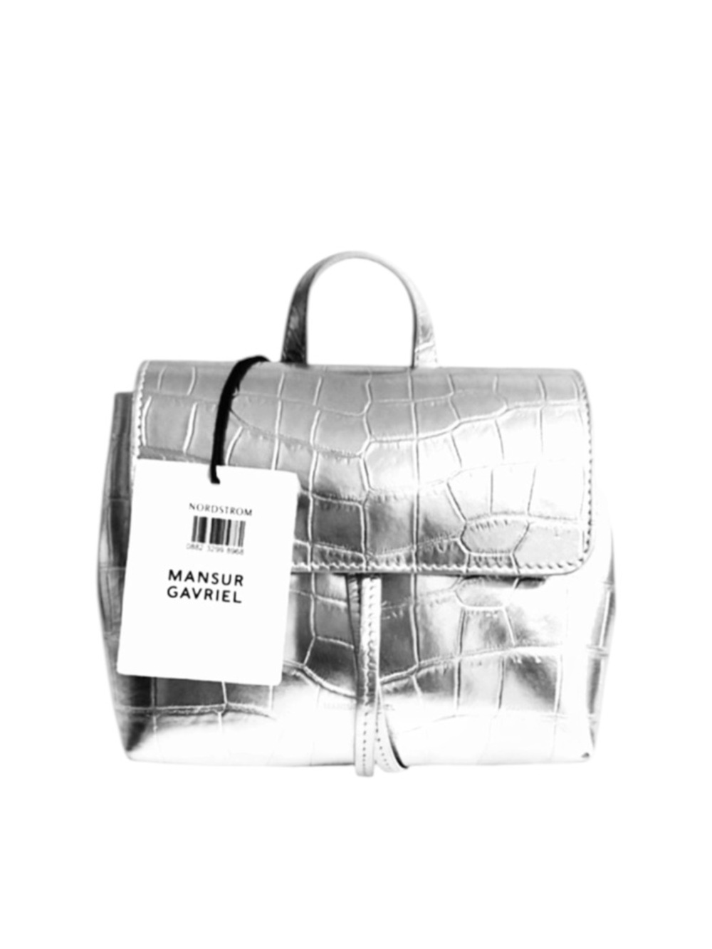 NEW Mansur Gavriel Mini Soft Lady Metallic Bag Croc Embossed Leather Silver Gold - Picture 16 of 16